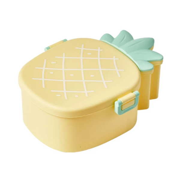 PINEAPPLE SHAPED KIDS LUNCH BOX WITH FORK & SPOON 5750 - Image 4