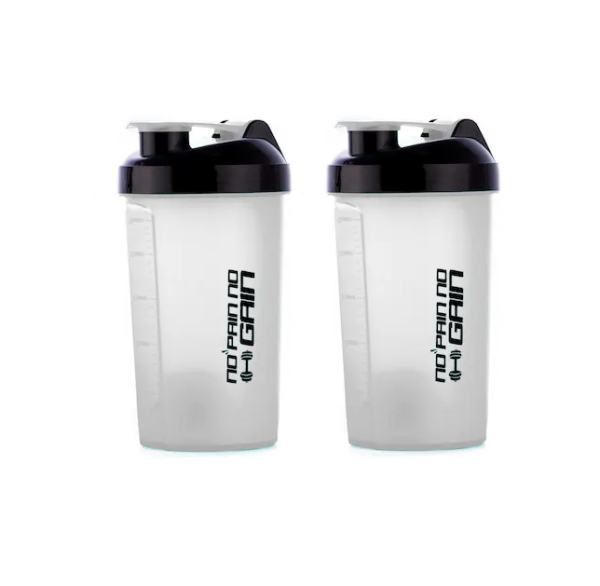 No Pain No Gain Shaker700 ml Shaker (Pack of 2, White, Plastic)