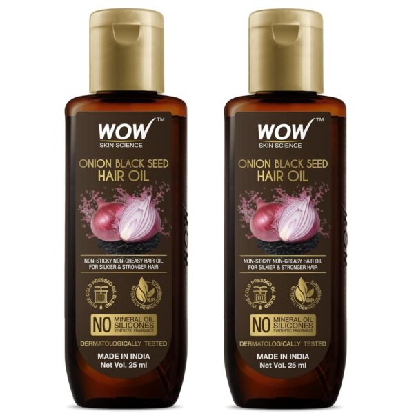 WOW Skin Science Onion Hair Oil for Hair Growth and Hair Fall Control - With Black Seed Oil Extracts - 25ml (Pack of 2)
