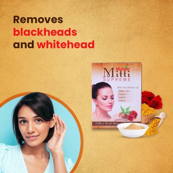 Multani Mitti Supreme Face Pack Powder With Goodness Of Aloe Vera, Gulab, Haldi & Neem | Bentonite Clay For Face Mask, Hair Mask, Face Powder Women | 100 Gm , ( Pack of 3 - 300 gm) - Image 6