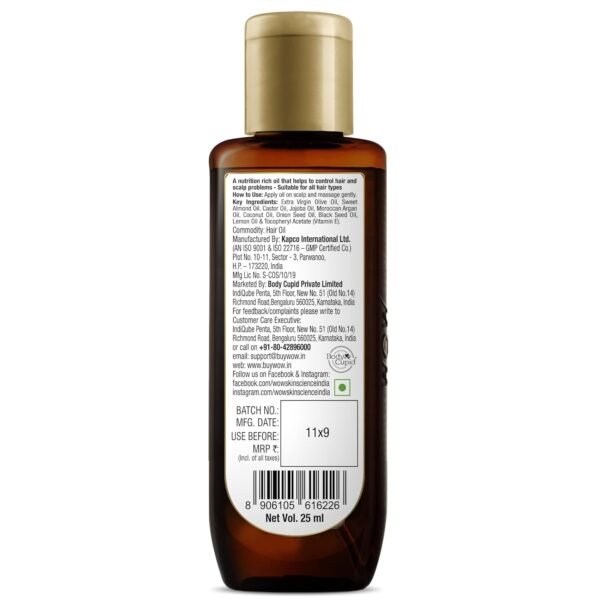 WOW Skin Science Onion Hair Oil for Hair Growth and Hair Fall Control - With Black Seed Oil Extracts - 25ml (Pack of 2) - Image 3