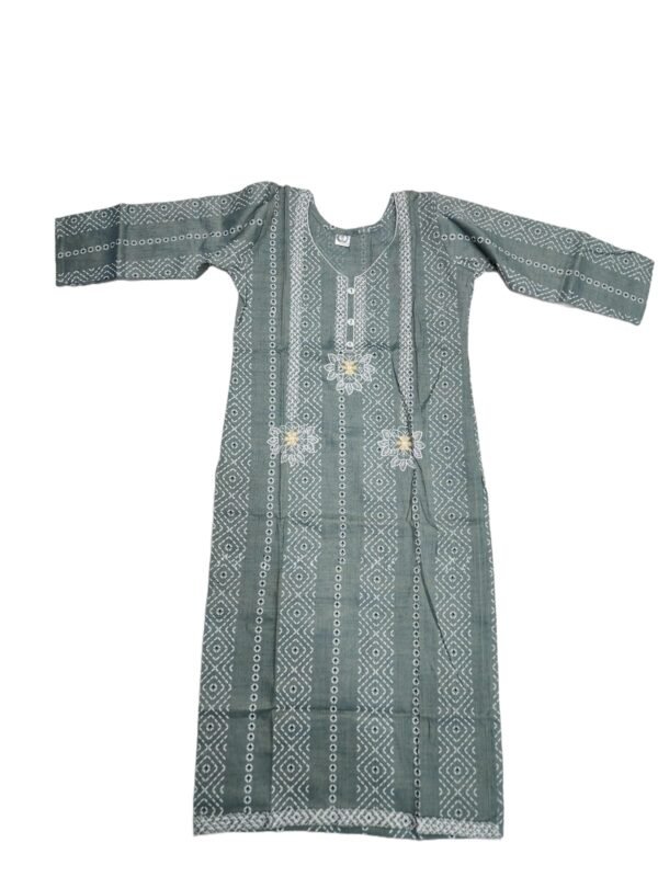 Women grey kurti with attractive print (kurta only) for office and daily use blend cotton - Image 3