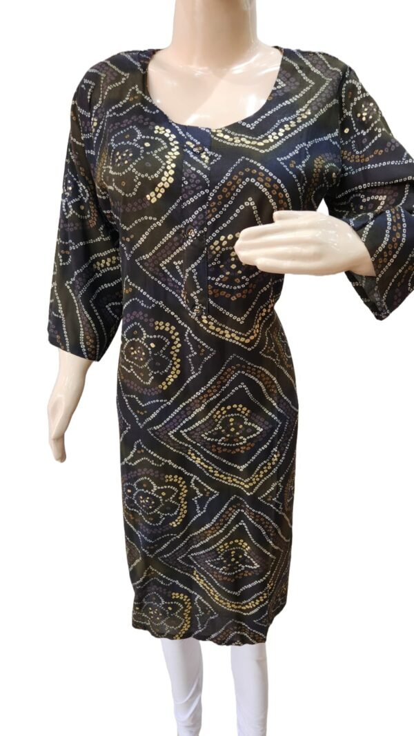 Amazing black Bandhej kurti(kurta only) blend cotton - Image 3