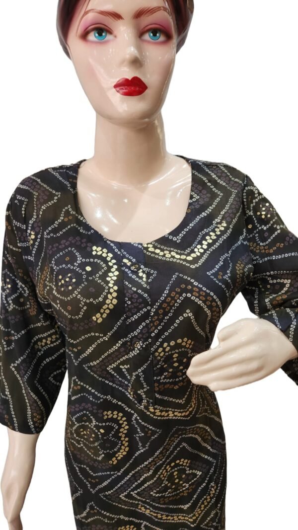 Amazing black Bandhej kurti(kurta only) blend cotton