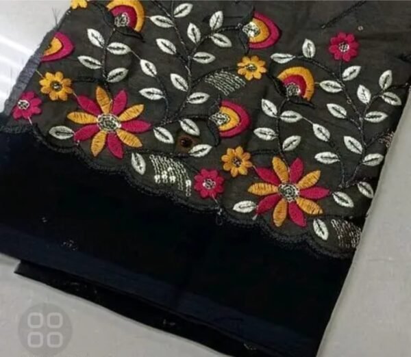 Feathers print Rabdi soft chiffon Saree With Unstitched Blouse Piece , cream color (Pack of 1) - Image 3