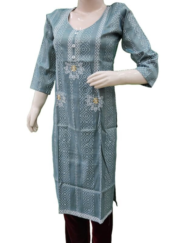 Women grey kurti with attractive print (kurta only) for office and daily use blend cotton - Image 2