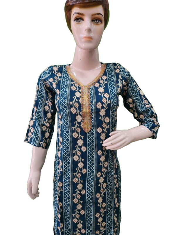 Women kurti with attractive print (kurta only) for office and daily use blend cotton