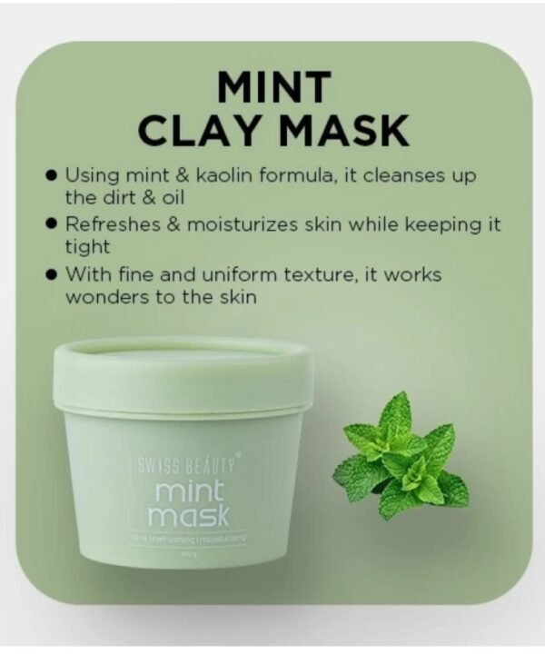 Swiss Beauty Anti Acne Mint Clay Face Mask |Treats Active Acne And Pimples |For Oily Acne-Prone Skin Type | 100 Gm - Image 4