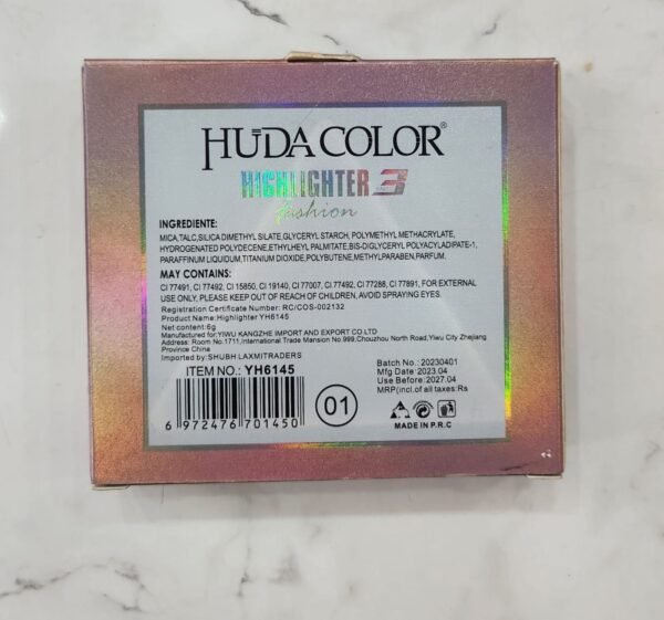 Huda Colour Professional Baked Highlighter and Blusher Pallet For Blushing And Highlight, 6 Gm (Shade 03) (Pack of 1) - Image 5