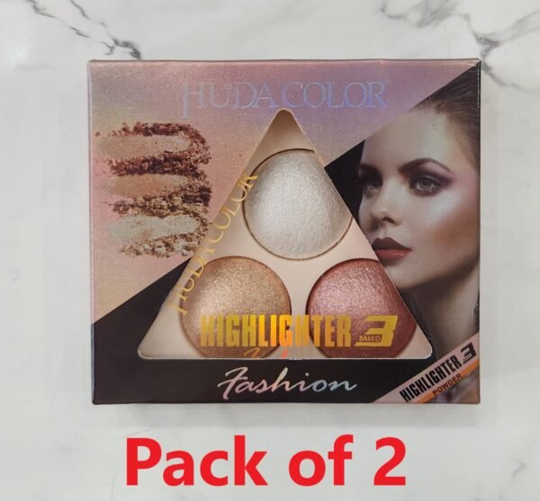 Huda Colour Professional Baked Highlighter and Blusher Pallet For Blushing And Highlight, 6 Gm (Shade 03) (Pack of 2)