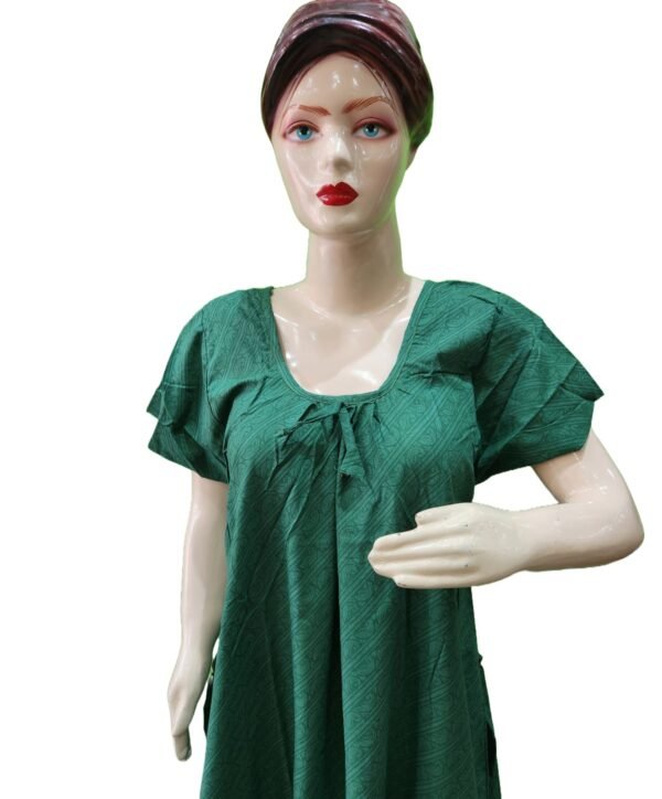 Women Cotton Blend Printed Maxi Nightdress Maxi - Green(XL)