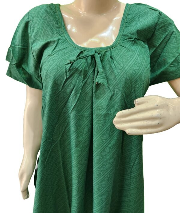 Women Cotton Blend Printed Maxi Nightdress Maxi - Green(XL) - Image 2