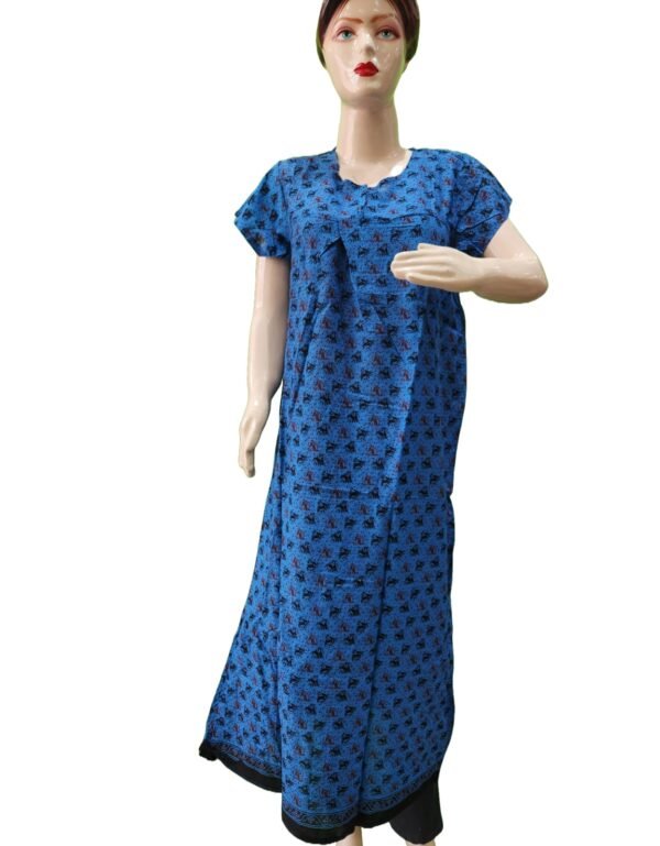 Women Cotton Blend Printed Maxi Nightdress Maxi - Blue(XL) - Image 2