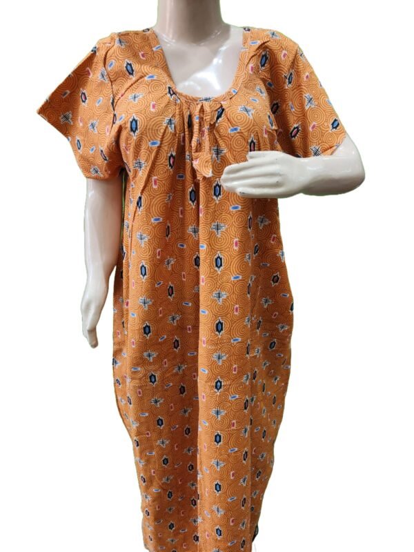 Women Cotton Blend Printed Maxi Nightdress Maxi - Mustard (XL) - Image 2