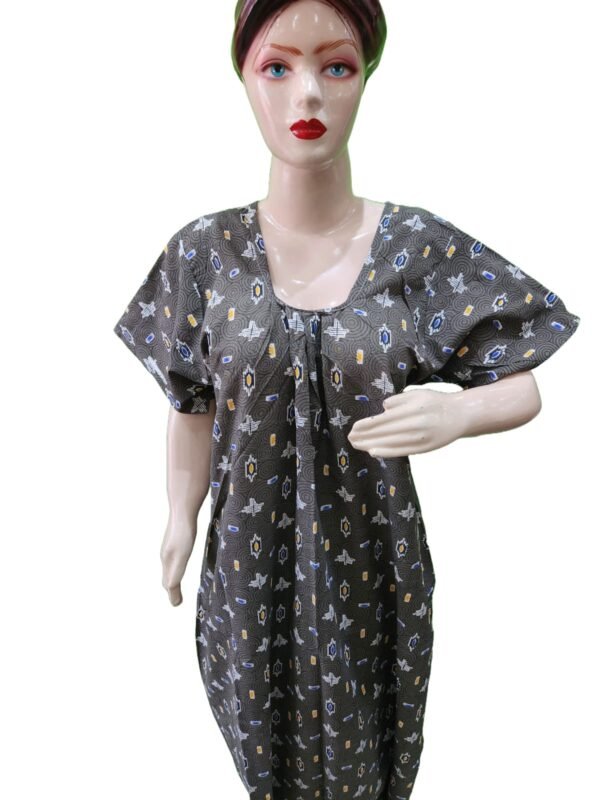Women Cotton Blend Printed Maxi Nightdress Maxi - Dark Grey (XL)