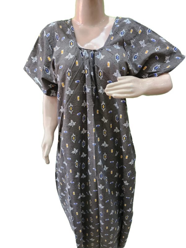 Women Cotton Blend Printed Maxi Nightdress Maxi - Dark Grey (XL) - Image 3