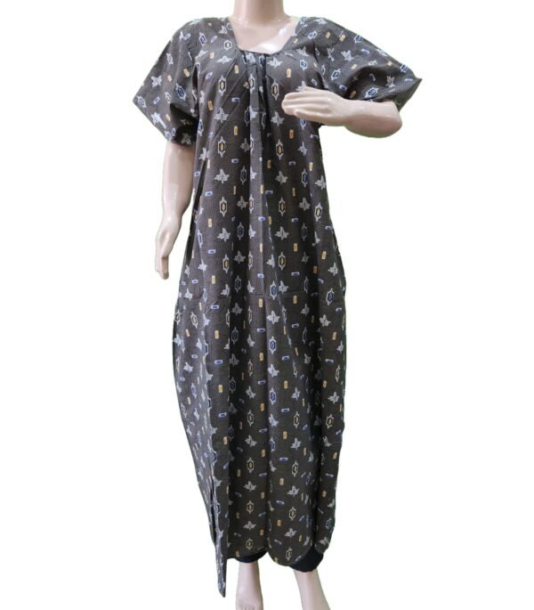 Women Cotton Blend Printed Maxi Nightdress Maxi - Dark Grey (XL) - Image 2