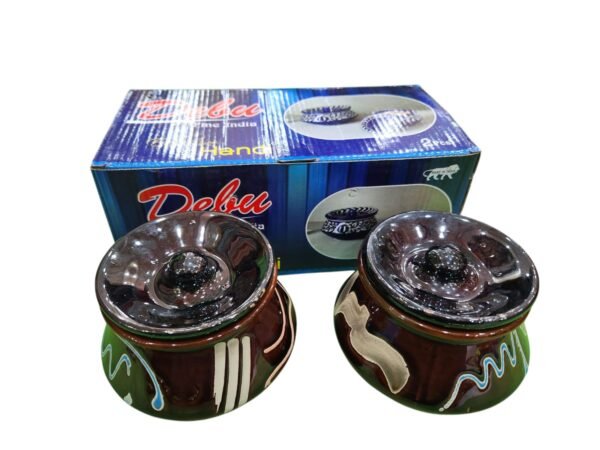 Beautiful Ceramic Handi (250 ml) – Set of 2 || Brown Handis - Image 3