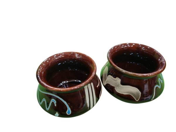 Beautiful Ceramic Handi (250 ml) – Set of 2 || Brown Handis - Image 4