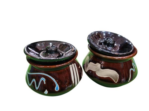 Beautiful Ceramic Handi (250 ml) – Set of 2 || Brown Handis
