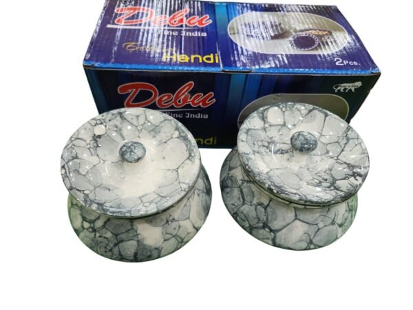Ceramic Handi (250 ml) – Set of 2 || metallic Grey Handis - Image 4