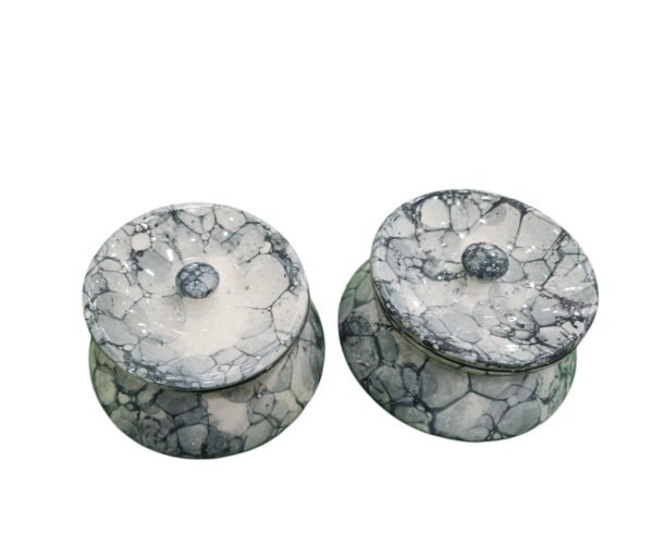 Ceramic Handi (250 ml) – Set of 2 || metallic Grey Handis