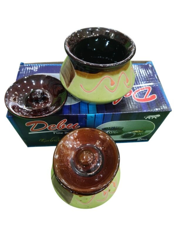 Debu Beautiful Ceramic Handi (250 ml) – Set of 2 || Green Handis - Image 3