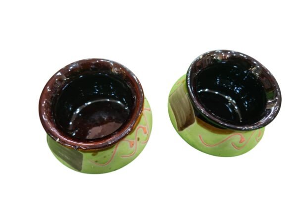 Debu Beautiful Ceramic Handi (250 ml) – Set of 2 || Green Handis - Image 6