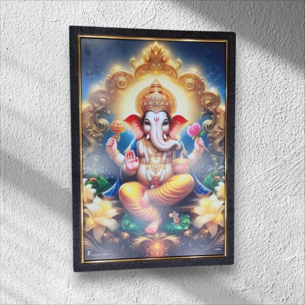 Shri Ganesh Ji Wall Painting with Frame 19 inch x 13 inch Painting (With Frame) - Image 3