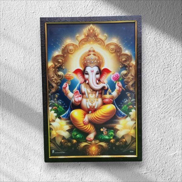 Shri Ganesh Ji Wall Painting with Frame 19 inch x 13 inch Painting (With Frame)
