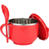 1 pcs Pasta Noodles Maggie Bowl with Lid and Handle & Spoon, Soup Bowls for Easy Perfect Breakfast Cereals, Fruits, Ramen, Beverages,Essentials, Dishwasher Safe Double Layer (Red) - Image 2