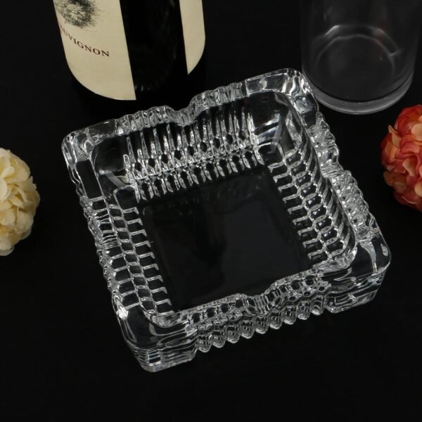 Ashtray, Glass Ashtray Square Crystal Ashtray, Classic Design Ashtray for Weed, Home Large Ashtrays for Cigarettes - Image 5