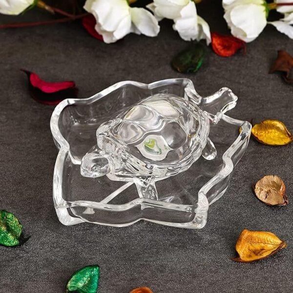 Vastu Feng Shui Crystal Turtle Tortoise with mapal Leaf Shape Plate for Good Luck Feng Shui Tortoise Turtle - Image 2