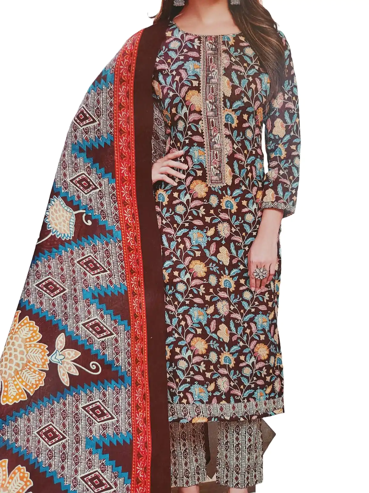 Women Cotton Salwar Suit Dress Material With Dupatta, Unstitched Traditional Salwar Suit Dress Material - Image 4