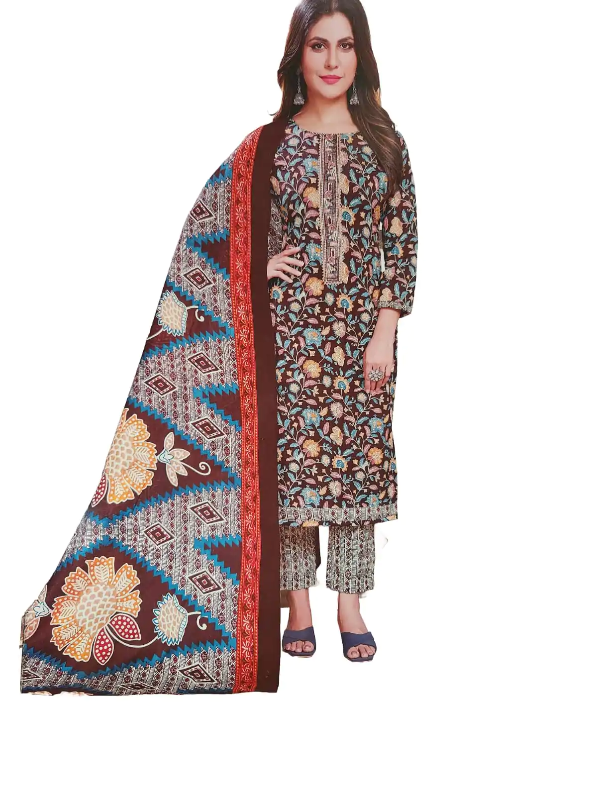 Women Cotton Salwar Suit Dress Material With Dupatta, Unstitched Traditional Salwar Suit Dress Material - Image 2