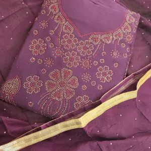 Women Chiffon Salwar Suit Dress Material With Dupatta, Unstitched Traditional Salwar Suit Dress Material purple color