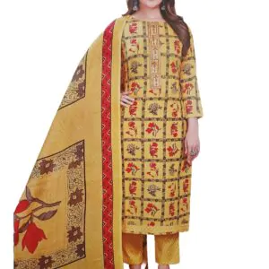 Cotton Unstitched Salwar Suit Material - Dress Material Office Wear & Daily Wear With Dupatta yellow color(Mehndi Special)