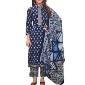Dress Material Office Wear & Daily Wear With Dupatta Blue color , Cotton Unstitched Salwar Suit Material