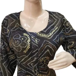 Amazing black Bandhej kurti(kurta only) blend cotton