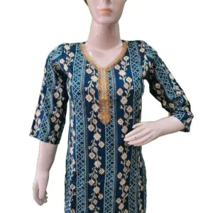 Women kurti with attractive print (kurta only) for office and daily use blend cotton
