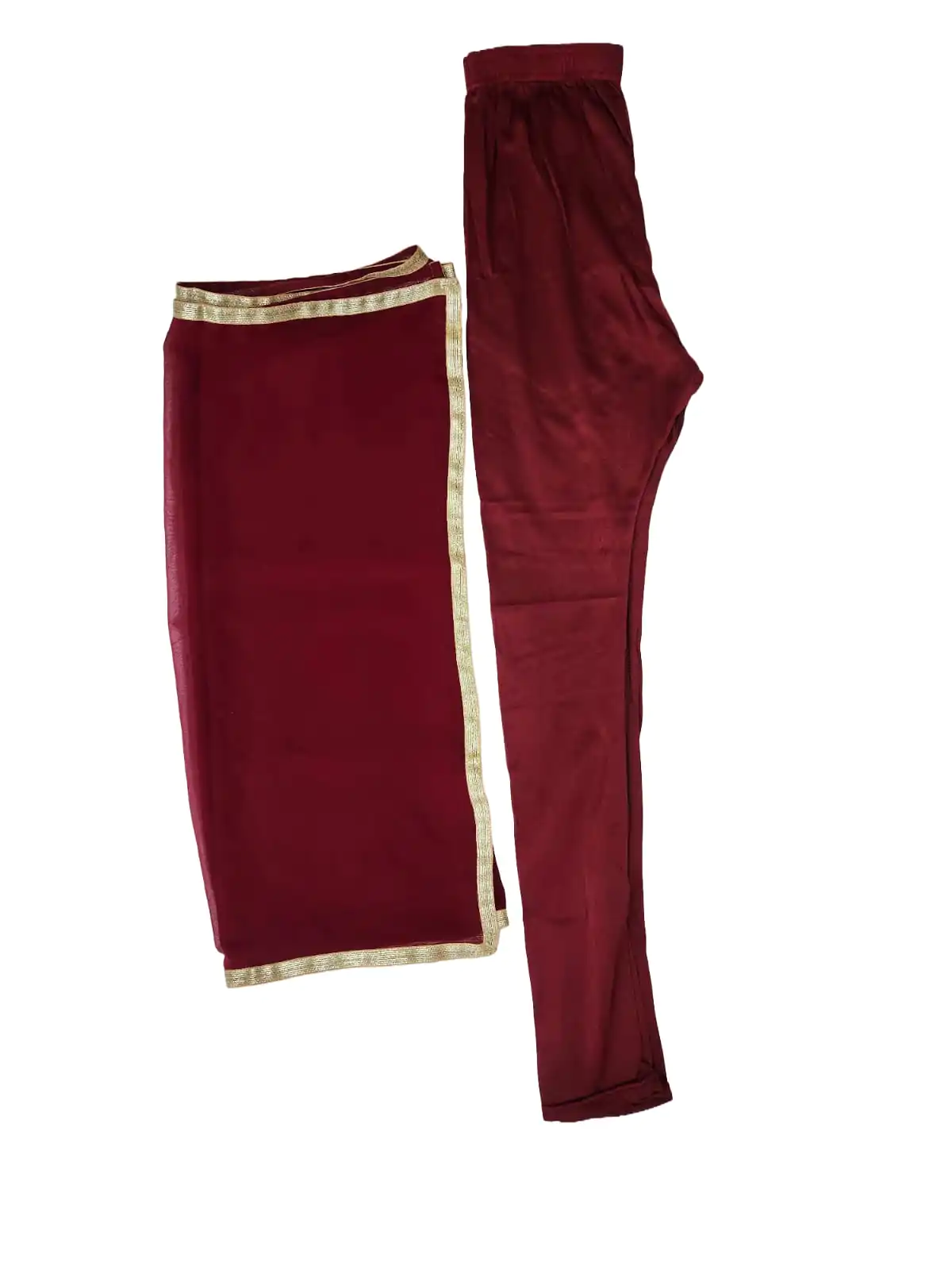 Embroidered Georgette Stitched Flared/Anarkali Gown (Mehroon) with bottom lagging dupatta set - Image 7