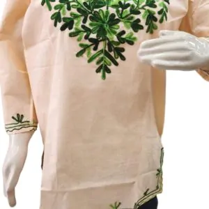 Womens & Girls Casual Regular Short Kurti Top Blend Cotton Embroidery Work (Bust Size : 40 in, Size Length: 44 in)