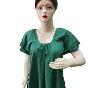 Women Cotton Blend Printed Maxi Nightdress Maxi - Green(XL)