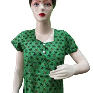 Women Cotton Blend Printed Maxi Nightdress Maxi - Green(XL)