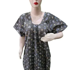 Women Cotton Blend Printed Maxi Nightdress Maxi - Dark Grey (XL)