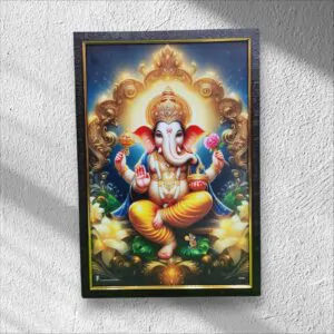 Shri Ganesh Ji Wall Painting with Frame 19 inch x 13 inch Painting (With Frame)