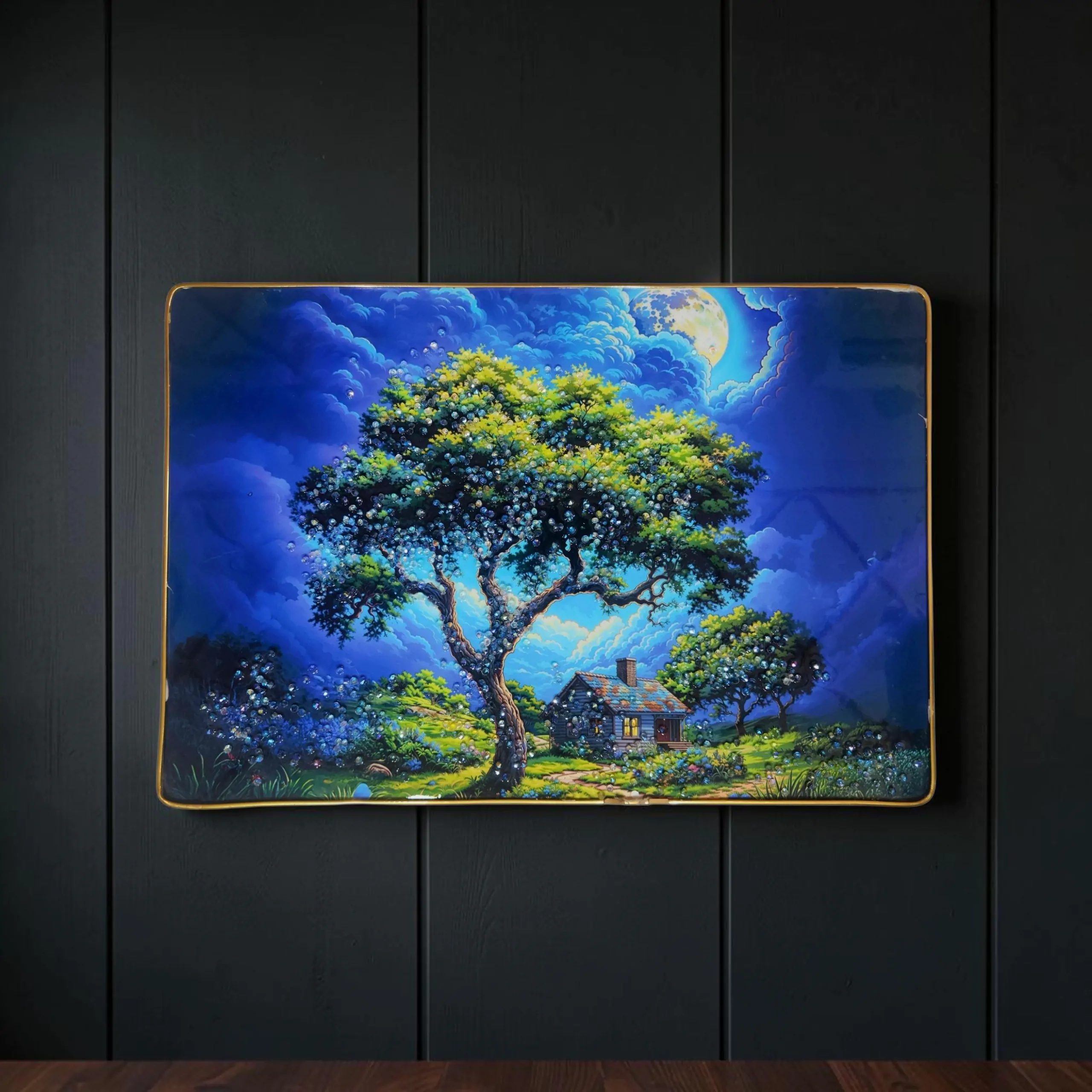 Premium Epoxy Glossy Crystal Nature Scenery Painting with Gold Slim Frame | HD Landscape Wall Art for Home, Living Room & Office | Ready to Hang | Size 18 inch x 12 inch - Image 7