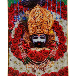 Khattu Shyam Baba crystal stone Painting Embedded with Golden Frame | Size 12 inch x 18 inch