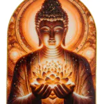 Premium Epoxy Glossy Crystal Lord Buddha Painting with Gold Slim Frame | HD Spiritual Wall Art for Home, Office & Meditation Room | Ready to Hang | 18 x 12 Inch