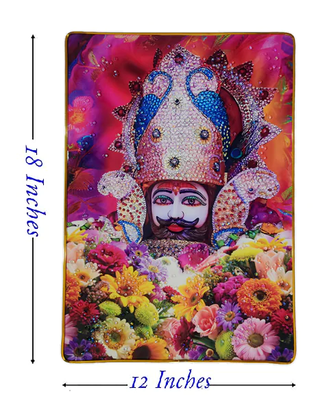 Khattu Shyam Baba crystal stone Painting Embedded with Golden Frame | Size 12 inch x 18 inch - Image 8